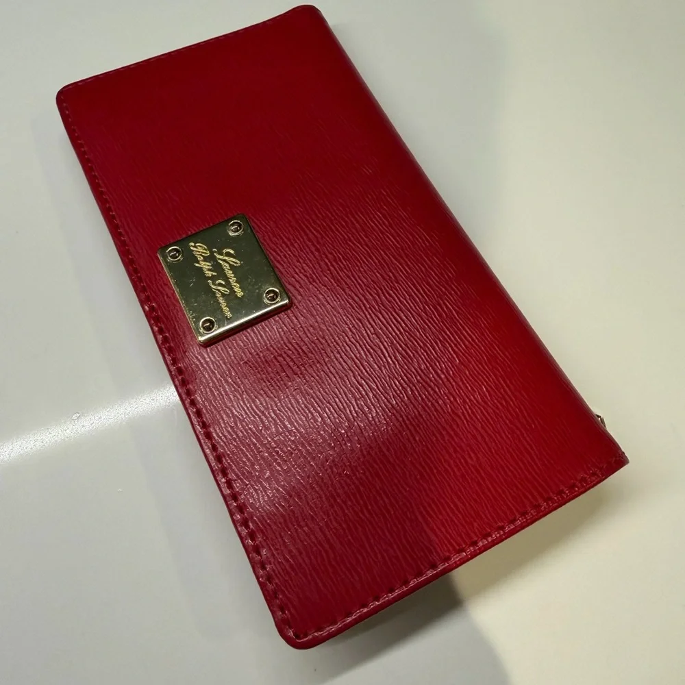 Lauren Ralph Lauren Boxed Crosshatch Leather Slim Snapped-Closure Wallet